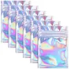 100pcs/lot Aluminum Foil Zipper Bag Resealable Plastic Retail Packaging Bags Holographic Smell Proof Package Pouch for Food Coffee Storage