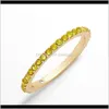 Solitaire pierścienie Biżuteria Drop Dostawa 2021 Sprzedaż Walentynki Dzień Boho Rainbow Kryształ Pierścień Pierścionek Do Kobiet Moda Złoty Kolor Baguette My