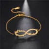 10 Teile/satz Personalisiertes Namensarmband Edelstahl Goldfarbene Kette Unendlichkeits-Charm-Armbänder Individueller Schmuck Geschenk Für Frauen Mädchen