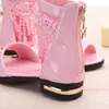 9 10 12 lat dzieci Sandały Dzieci Dziewczyny Lato Cute Plaża 2021 Princess Moda High Heels Tassel School Shoes