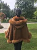 Femmes Fourrure Faux MLHXFUR Pashmina Cachemire Châle Wrap Poncho Manteau Châles Avec Laine Écharpe Col À Capuche Capuche