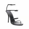 Fashion luxury ladies letter sandals summer designer party shoes patent leather sexy super 10CM girl wedding metal buckle large size high heels+box