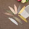 Fashion DIY Metal Feather Bookmarks Document Book Mark Label Golden Silver Rose Gold Bookmark Office School Supplies