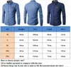 Mäns Casual Shirts Denim Shirt Solid Färg Långärmad Slim Fit Button Down Tops Male Luxury Formal Spring Fall