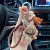 Bulldog di cristallo di lusso Bulldog francese Keychain Lanyard Full Rhinestone Pelle Strap Keychains Borsa da donna Charms Charms Car Key Ring6oaj6oaj