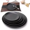 Anti-val Black Melamine Round Tray Diner Bord Gerechten Voedsel Snacks Sushi Steak Platen Dessert Thee Servies