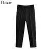 Women Casual Solid Pencil Pants Pleated Long Length Fashion Bottoms Lady Baggy Pure Elegant Trousers Female Pantalones Mujer 210515