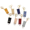 Nyckelringar Läcksäker hand sanitizer Plast Keychain Bottle Key Ring Läder tom resor 30 ml tofsar med SMAL22