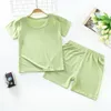 Baby Pajamas Sets Solid Short Sleeve T-shirt Shorts 2pcs Set Cotton Breathable Sleepwear Summer Home Wear Kids Clothing 14 Colors BT6518