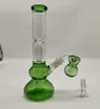 28 cm 10 tum hård bong hopah grön glas med ashcatcher smal bong vatten rör röker bongs tobak bubbler rökrör bongs flaskor