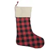 15.8x11.8" bianco rosso plaid calza natalizia sublimazione vuoto albero ornamento decorazione borsa regalo per bambini sacchetti di caramelle ciondolo calza di Natale in massa all'ingrosso AAA