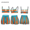 Anjamanor Sexy Summer Plus Size Mulheres Roupas Sports Sports Sutiã e Panty 2 Piece Set Crop Top Shorts Conjuntos de Correspondência D89-CF22 Y0702