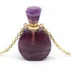 21XL0023 chaîne en acier inoxydable parfum bouteille d'aromathérapie collier pendentif en pierre naturelle