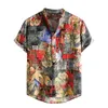 Heren Casual Shirts 2021 Bohemen Button Wild Camicias Mode Print Hawaii Vakantie Shirt met korte mouwen Blouses Tops