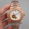 2022 5711 Tourbillon Automatik Herrenuhr Roségold Schwarz Strukturiertes Zifferblatt Stickmarkierungen Edelstahlarmband 8 Stile Uhren Puretime01 E20SS-A1