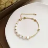 Charm armband klassisk opal rund pärla hjärtformad metall för kvinnor koreanska mode smycken party girls lyxigt ovanligt armband