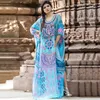 Bohemian Gedrukt Vrouwen Caftan Beach Jurk Badpak Cover Up Summer Tuniek voor Vrouw Beachwear Robe de Plage Kaftan # Q741 210420