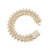 Catena a maglie DRIP Hip Hop 20 MM 3 file Iced Out Cubic Zirconia Pesanti spine Bracciale cubano Trendy Uomo Gioielli placcati oro bianco Trum22