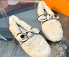 Lettres brodées luxe Lido pantoufles de laine à fond plat pantoufles de créateur sandales tissées daim de vison lisse 35-40