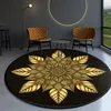 Tapis Style Ethnique Baroque Mandala Tapis Table Basse Chambre Bureau Tapis Rond Or Diamant Velours