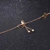 Retro elegant fjäril inlaid med set zircon rostfritt stål kvinna anklet för kvinnor rose guld 27.5cm smycken 2021 trend