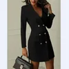 Costumes pour femmes Blazers blanc dames Blazer robe femmes costume hiver Sexy à manches longues fête femme bouton fille veste 2021