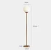 frosted glass ball floor lamp standing E27 plated brass metal simple nordic style for living room