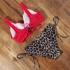 Tie Dye Bikini Hög midja Push Up Leopard Elastisk Band Baddräkt Sexig Biquini Med Justerbar Rem Swimwear Women 210630