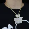 New Iced out Nuovi stili ciondolo hip hop lettera street pkiest con collana punk piena di zirconi cubici pavimentati con gioielli in argento placcato oro grande e pesante all'ingrosso