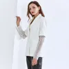 Oco para fora Blazer para mulheres Notched Collar Manga Longa Patchwork Diamante Vintage Casacos Feminino Moda Roupas 210524