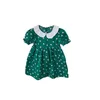 Lato Koreański Styl Baby Girls Loose Krótki Rękaw Dresses Drukarnie 1-6 lat Bawełna Peter Pan Collar Princess Dress 210615