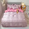 Pastoral Floral Prin Duvet Cover Queen Plaid Nordic Bedding Sets Quilt Cover Set Single Double King Bed Linens Sheet Bedclothes