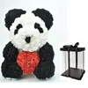 Couronnes de fleurs décoratives 2021 40 cm savon mousse Rose Panda chine fleur ours avec coeur pour petite amie et cadeau d'anniversaire