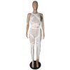 Nya kvinnor jumpsuits skärmperspektiv bandage fast färg ärmlös tvådelar kostym bodcon jumpsuits romar bodysuit