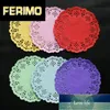 100pcs 3.5" Colorful Round Lace Paper Doilies Cake Mat Vintage Placemat Wedding Birthday Party Table Decoration Disposable Dinnerwar Dinnerw Factory price expert