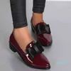 Frühling Wohnungen Frauen Schuhe Bowtie Loafers Leder frauen Low Heels Slip auf Schuhe Weibliche Spitz Starke Ferse