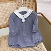Baby Girl Grid Rompers Spring Långärmad Mode Spädbarn Kläder 0-3yrs 210429