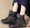 Stövlar 2021 Kvinnors unika Ankel Bare Square Heel Casual Booties Slip-On Vintage Skor Roman Laarzen Bottes # 1107