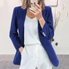 Kvinnors kostymer blazers kvinnor pendlare passar kontor lady blazer fast färg vriddown krage hösten vinter smal lapel pälsrock eleganta toppar plus