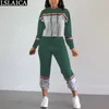 Tute da jogging per donna Colorblock Felpa con cappuccio casual Felpa pantaloni lunghi Abiti taglie forti Streetwear Moda maglia Set due pezzi 210515