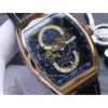 Nouvelle Vanguard Yachting Rose Gold Case V45 S6 Yacht Skeleton Blue Dial Automatic Mens Watch Leatherrubber Sport Sport Watches Hello6785086