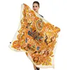 2021 Vintage Big Square Silk Dames Luxe Merk Twill Sjaal Sjaal Dier Print Geel Hijabs Hele 130 * 130cm 1331m