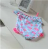 Moda Niemowlę Toddler Baby Girls Swan Swimwear Ruffles Księżniczka Swimsuit Biquini Bebe Drukuj Plaża Nosić 210529