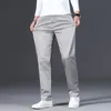 Klassiska män Khaki Casual Pants 2022 Spring Business Fashion Stretch Solid Color Trousers Man Brand Gray Black Navy, 8018 Men's