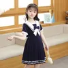 Summer Polyester Dress for Girls Korean Version College Style Navy Lapel Short Sleeve Pleated kjol Casual Children039s Clothin1920136