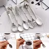 6 stks Vintage Lepels Vork Mini Koninklijke Stijl Metalen Goud Gesneden Koffie Fruit Dessert Keuken Tool Theelepel Set258j