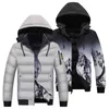 Men Winter Casual Detachable Hat Warm Reversible Jackets Parkas Coat Men Autumn Fashion Snow Mountain Print Thick Parka Male 211206