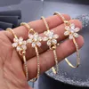 24k guldpläterade bangles armband kvinnor tjejer frankrike rhinestone armband indiska afrikanska smycken brud bröllopsspärl parti gåvor Q0717