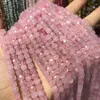 Natursten Beaded Faceted Rose Quartzs Square Form Loose Pärlor Smycken Göra DIY Halsband Armband Tillbehör 5x5mm