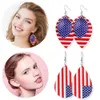 Fashion Usa Stars and Stripes Pu Leather Teardrop Earrings for Women 2020 Trendy American Flag Earrings Handmade Accessories Q0709